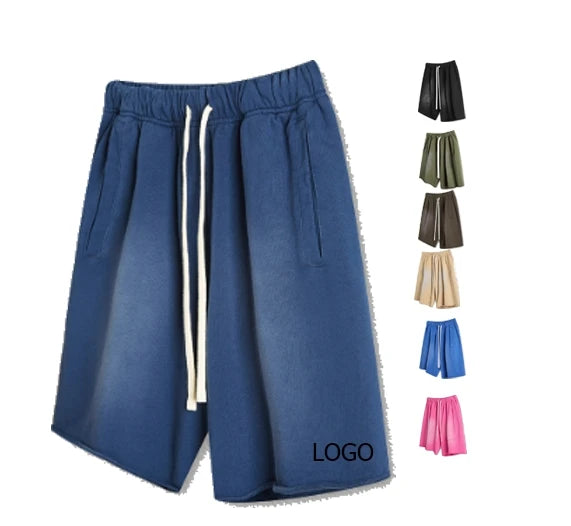 440Gsm Acid Wash French Terry Pure Cotton Soft Wear High Quality Plain Design Custom Logo Shorts for Men