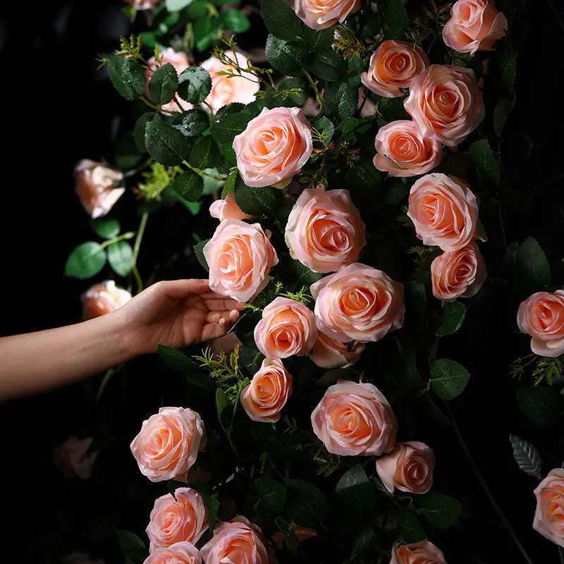 Wholesale Artificial Flowers Hanging Rose Plants With Light Artificial Hanging Flowers Vine for Wall Wedding Home Garden Deco