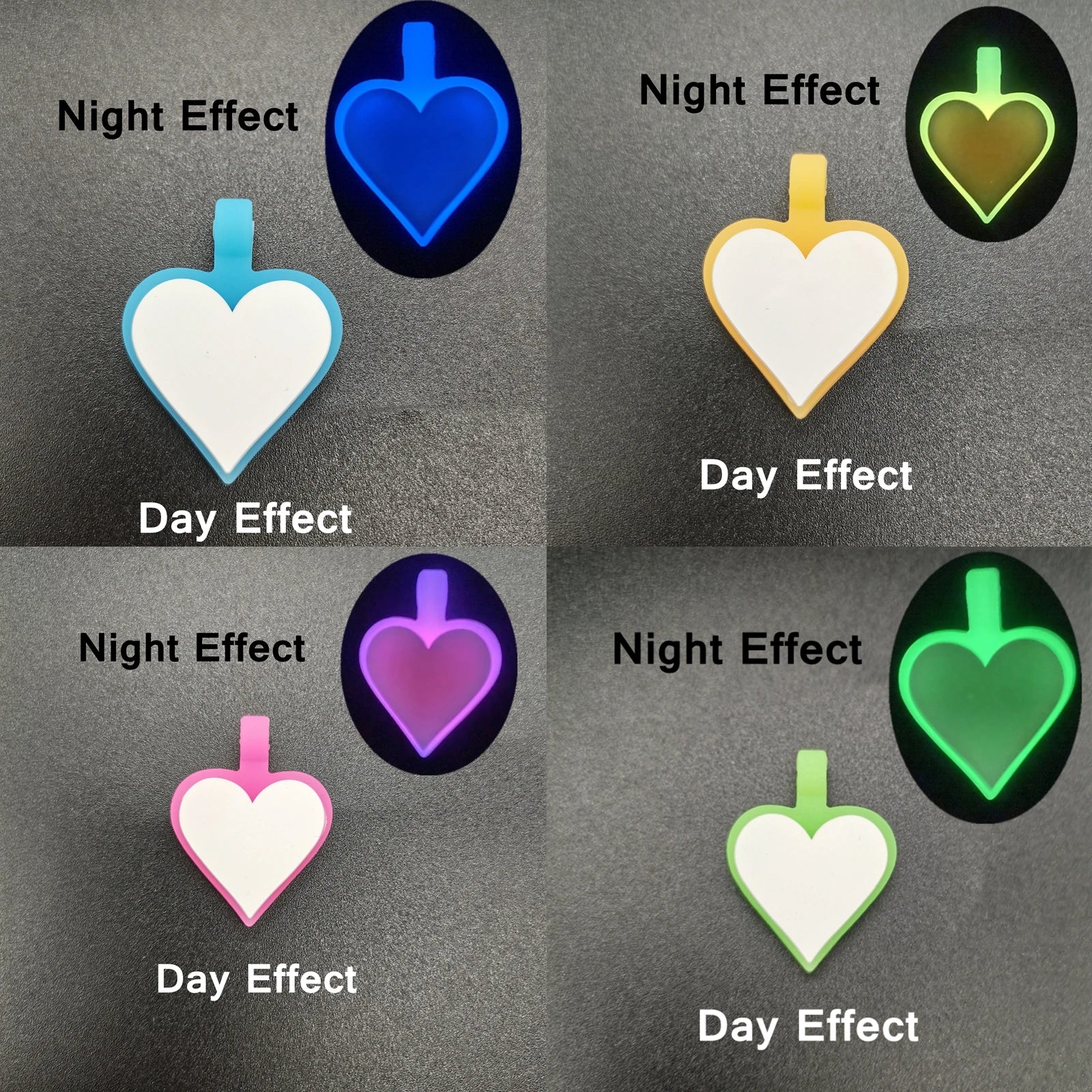 OKSILICONE Glow in the Dark Wholesale Laser Engraved Heart Shaped ID Dog Tag Custom Personalized Silicone Pet Identification 