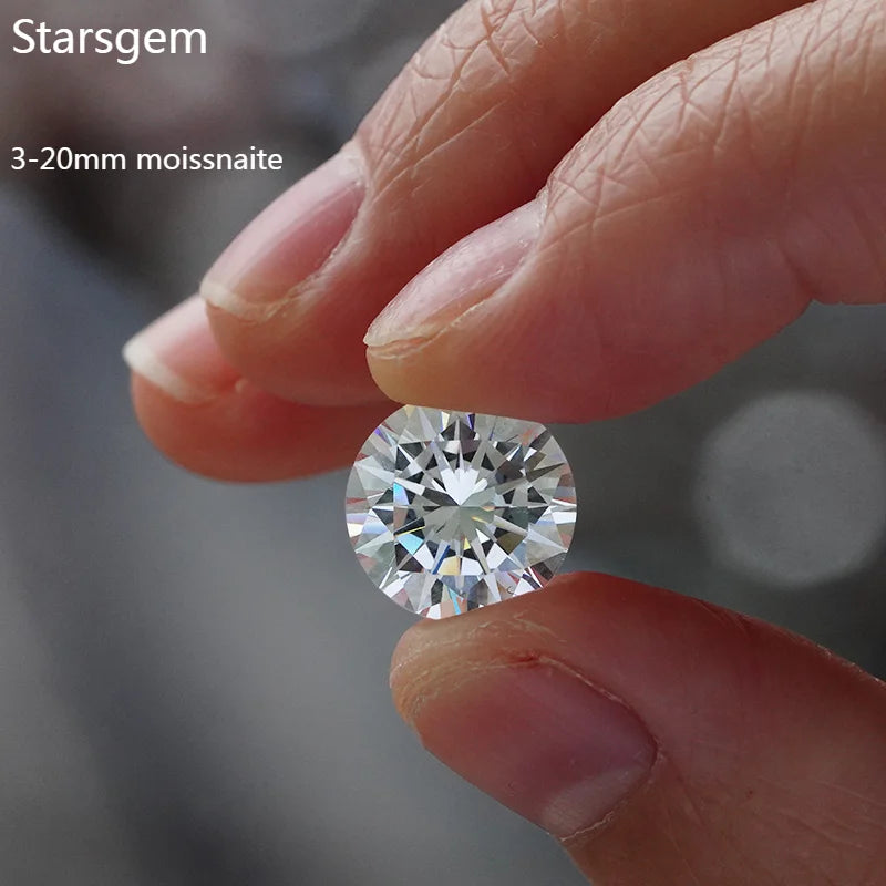 Starsgem 8 Heart 8 Arrow Cut Moissanite  D Color Round Shape Loose Moissanite Stone 1 Carat White Moissanite Price Per Carat