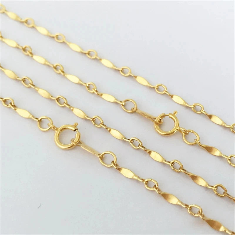 Real 14K Gold Filled Dapped Bar Chain Necklace 1.5MM Tile Chain Minimalist 16inch 18inch Necklace Unisex Jewelry Wholesale