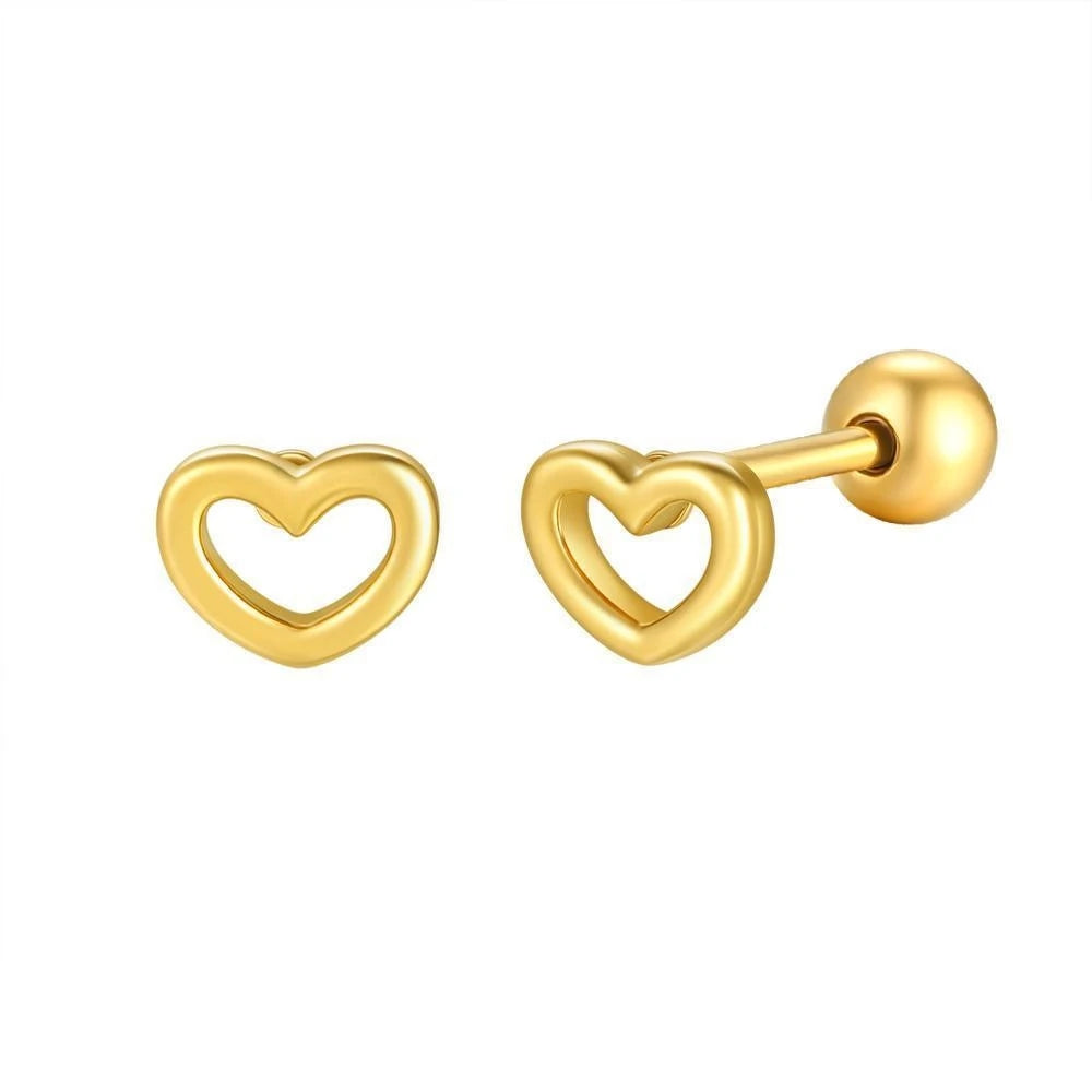 Fashion 18K Gold Plated Stainless Steel Earrings Heart Triangle Moon Stainless Steel Earrings Prevent Allergy Jewelry for Kid