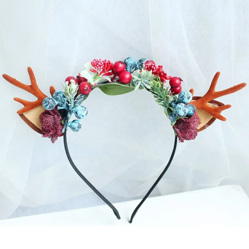 Christmas Headbands Flower Elk Antler Xmas Party Gift Hair Bands Christmas Decorative Headwear Hair Accessories