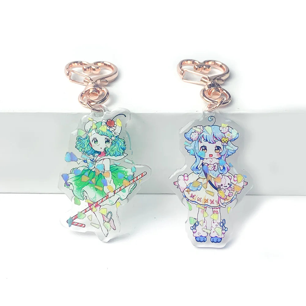 Keychain Acrylic Cute Girls Glitter Clear Acrylic Keychain Blank Clear Acrylic Keychain