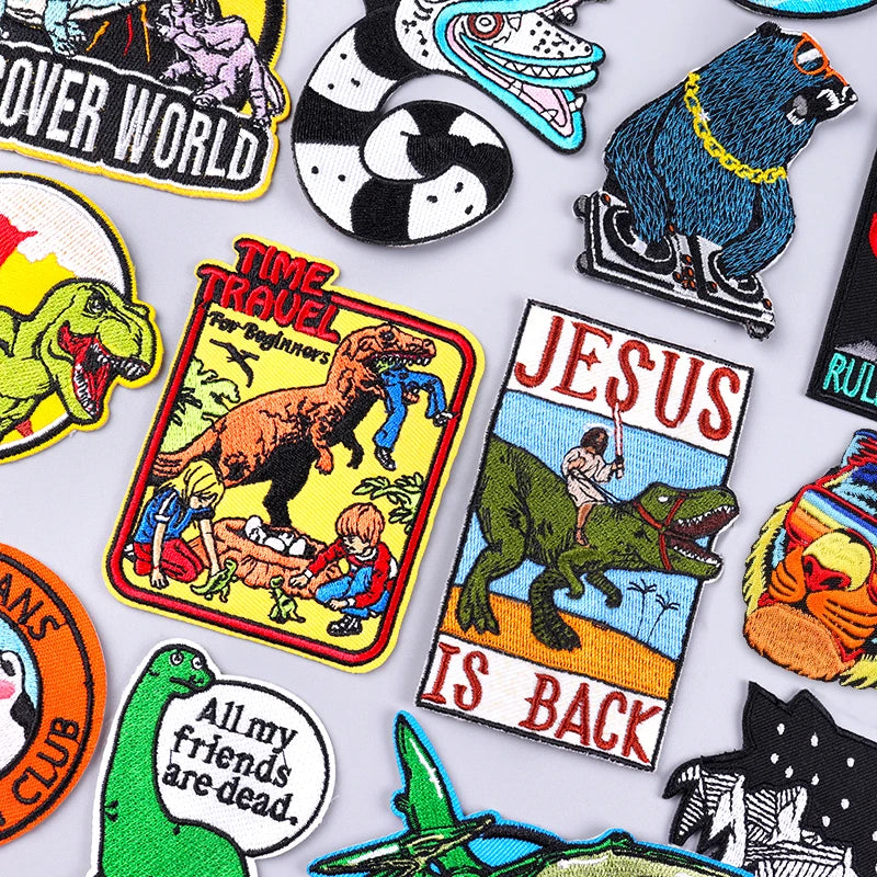 Adventure Scenery Animal Embroidery Iron Patch for Clothes DIY Clothes Accessories Custom Logo Patch