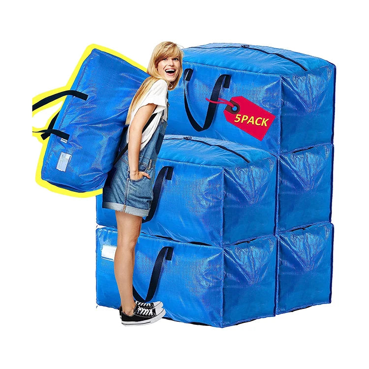 Extra Large Capacity Waterproof Heavy Duty Moving Bag Customized Reusable Pp Woven Shopping Storage Bags