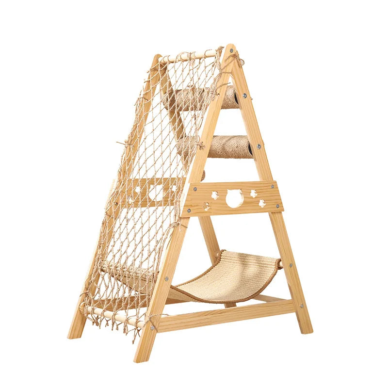 New Large Climbing Net Cat Climbing Frame Wooden Cat Nest Hammock Bed Suitable for  Playing and Sleeping Together