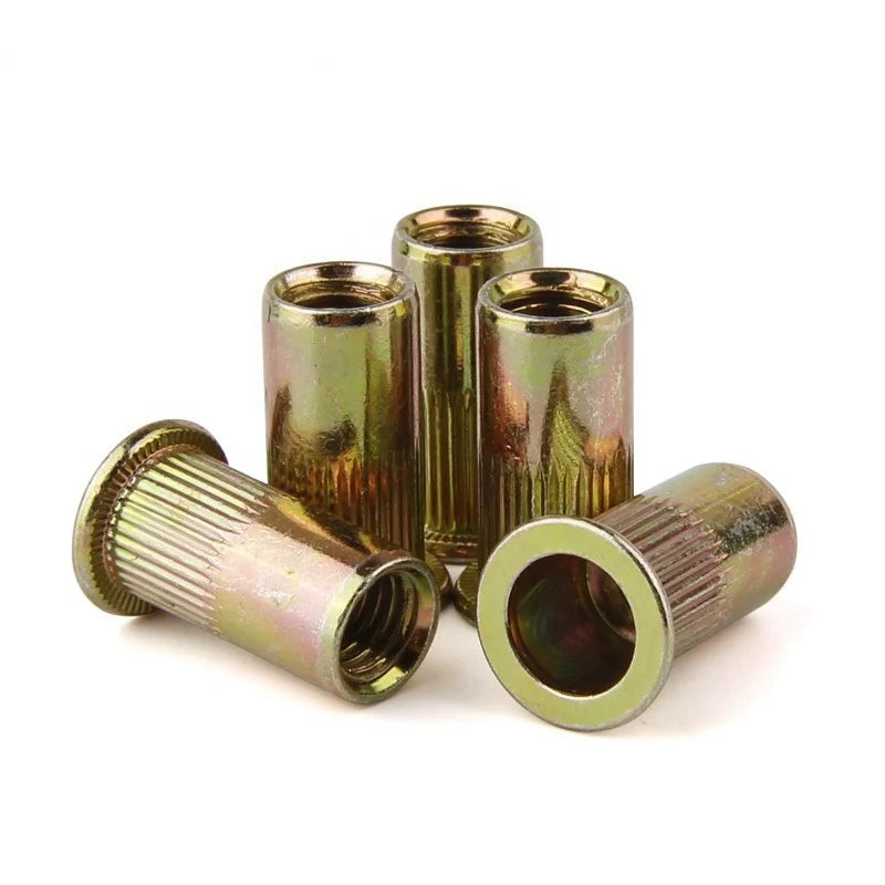 Hot Selling Big Round Flat Head Knurled Body Rivet Nut with Color Zinc Plated FH-KB