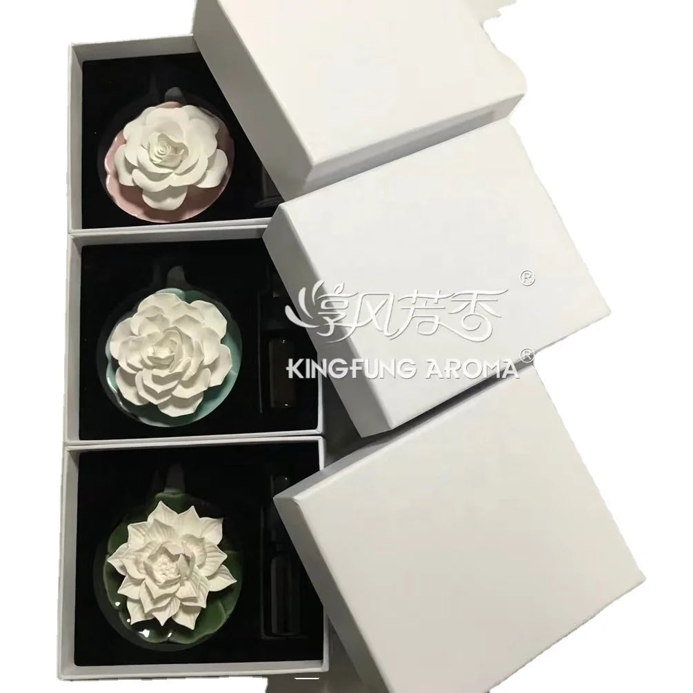 Hot Sell Ceramic Gift Box Packing  Plate Flower Diffuser Bottle Reed Flower Air Freshener
