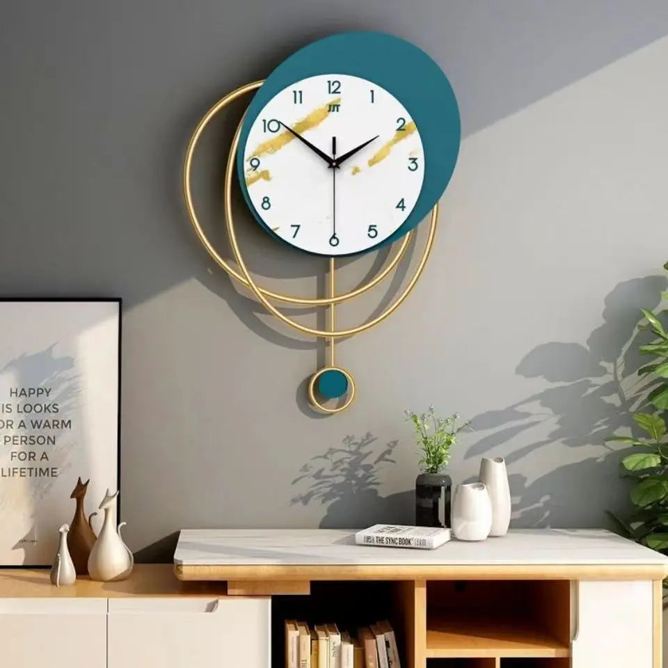 41X53CM With Pendulum Large Metal Wall Art Clock Customized Home Decoration Wooden Watch Luxury Hanging Dropshiping DDP WEEE