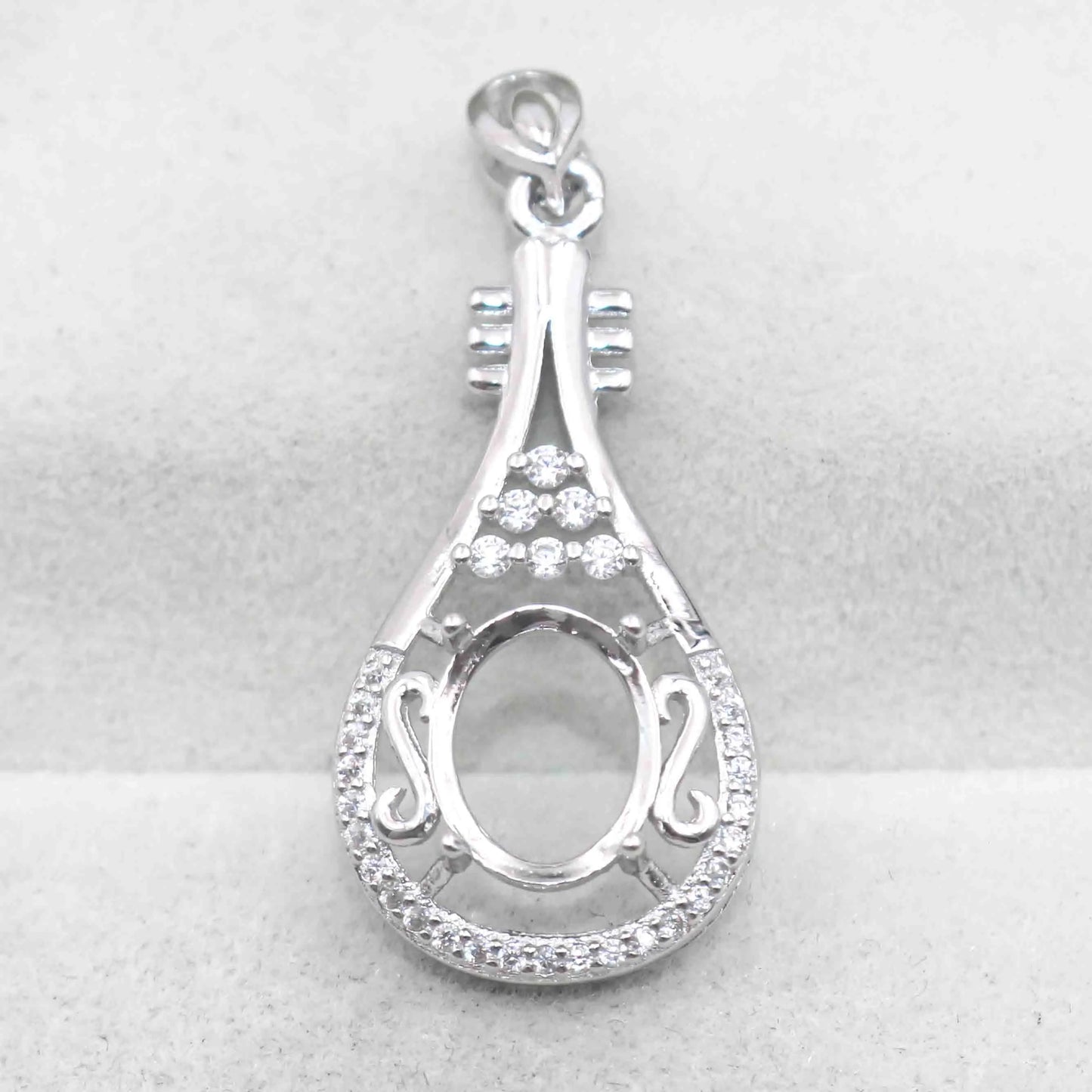 Sterling Silver 8*10mm Semi Mount Pendant Empty Frame Blank Support Setting S925 Base Holder Without Center Stone for DIY Inl