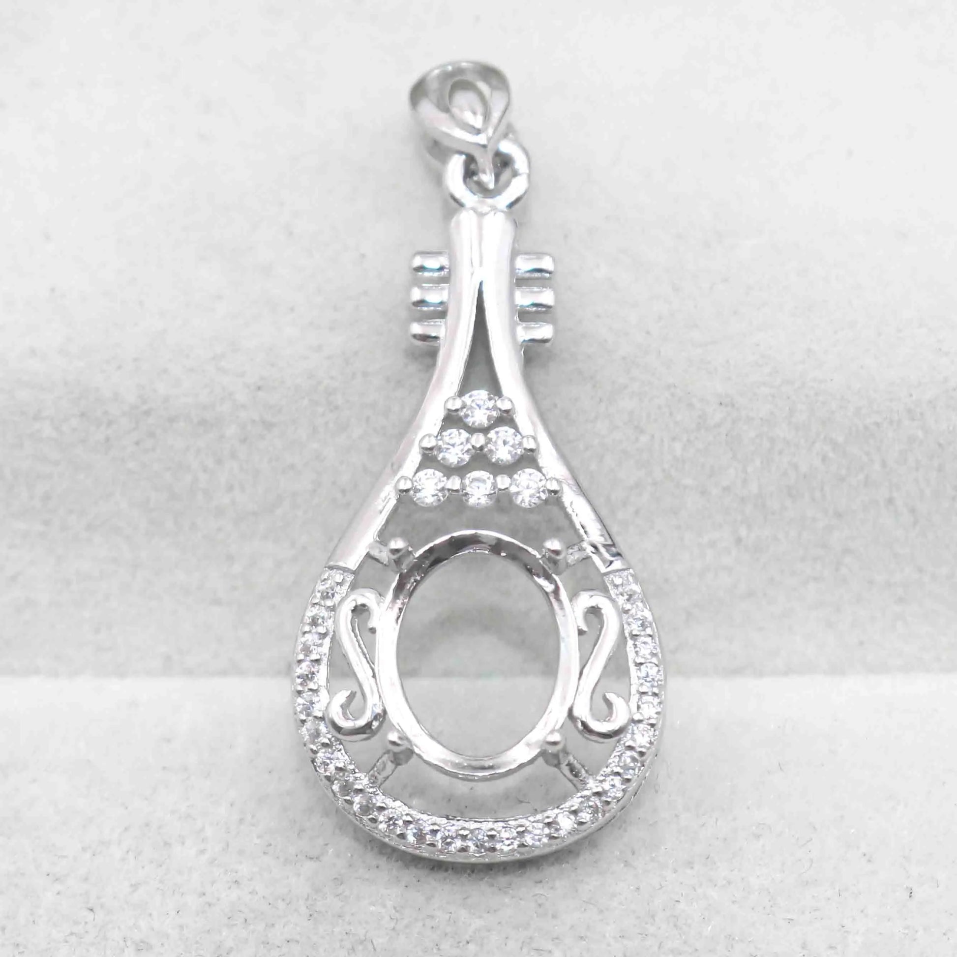 Sterling Silver 8*10mm Semi Mount Pendant Empty Frame Blank Support Setting S925 Base Holder Without Center Stone for DIY Inl