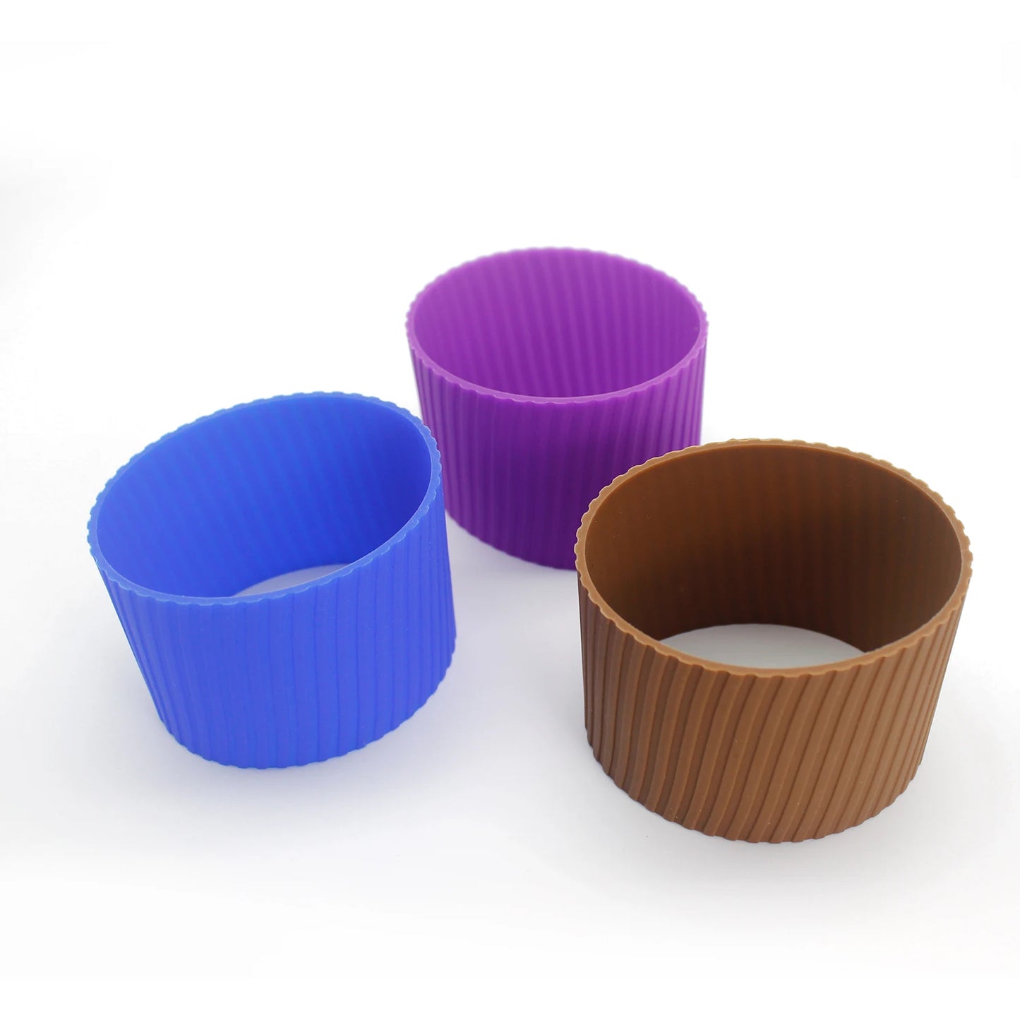Rubber Product Manufacturer Vertical Line Anti-skid Design Effective Isolation Temperature  Silicone Bottle Coffee Cup Sleeve
