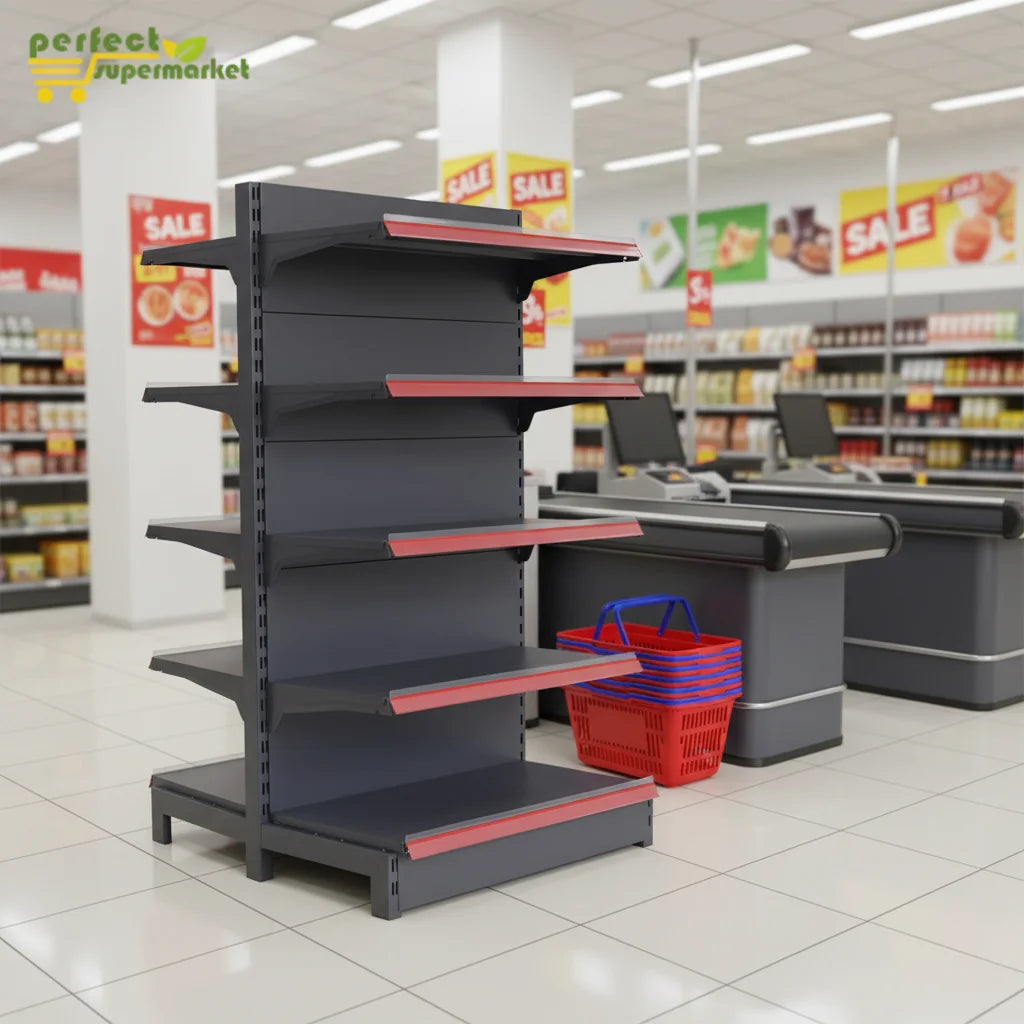 PFT PFT-04 Metal Flat Panel Supermarket Shelves Display Rack Retail Store Shelf Heavy Duty Epoxy Powder Coated Freestanding f