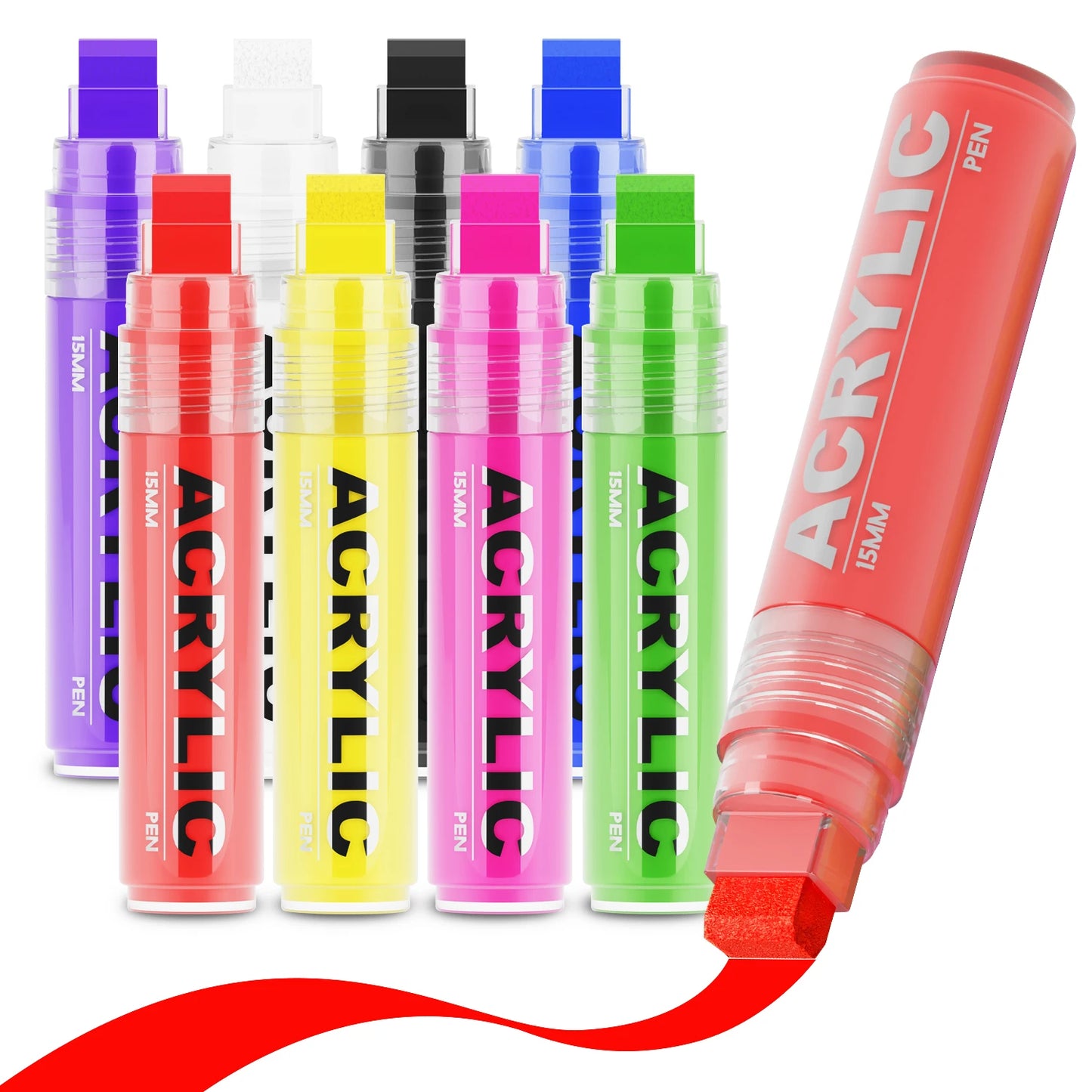 15mm Acrylic Paint Pens for Canvas Rock Painting Wood Plastic Glass for Signs Wall Murals Tagging Graffiti Markers