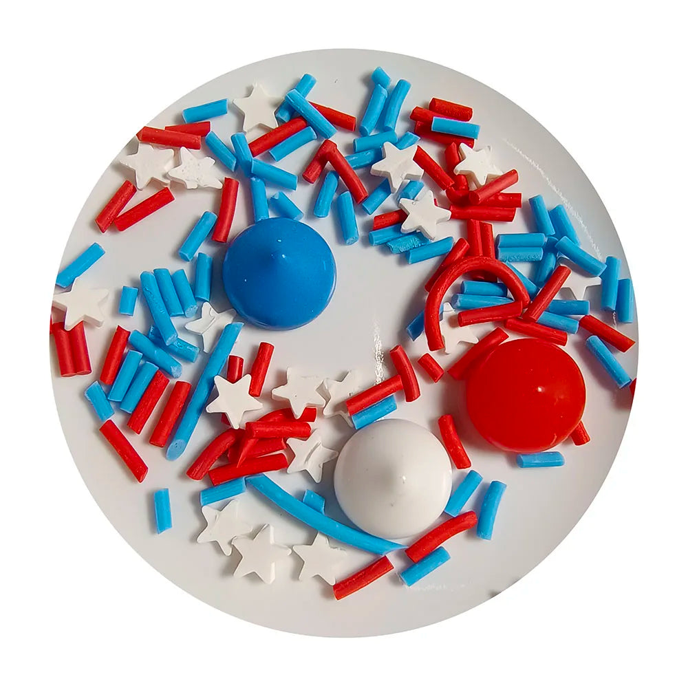 Red Blue White Star Clay Slice Candy Sprikles Mix Food Resin Charms Custom Polymer Clay