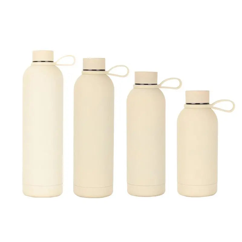 Wholesale Custom Logo 500 ML Rubber Paint Insulated Stainless Steel Sports Water Bottle With Silicone Handle