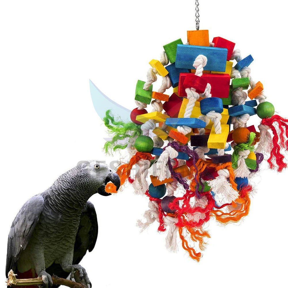 Collarfull Wooden Bird Toys Bird Bead Chew Toy extra Large Parrot Toys