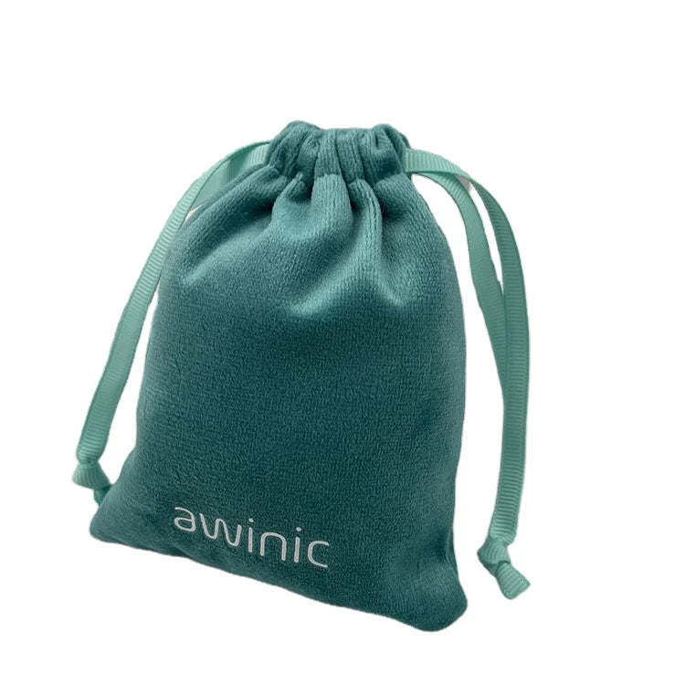 Fashion New Dark Blue Flannel Jewelry Sample Velvet Fabric Storage Drawstring Dust Bag With Custom Logo