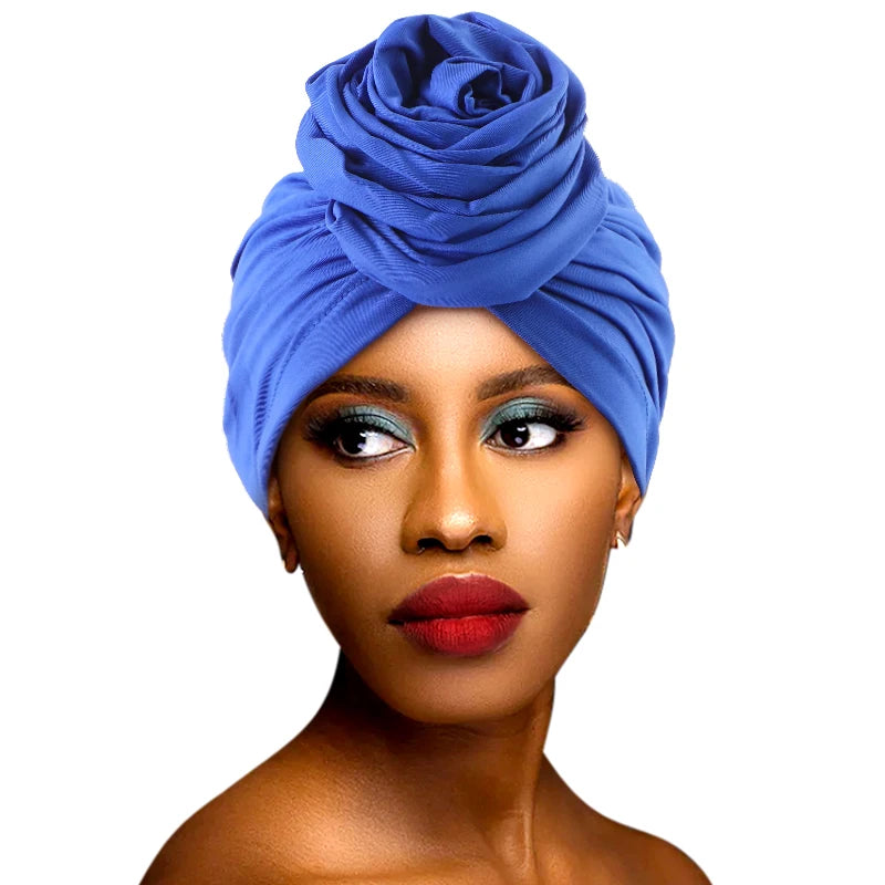Flower Turban Hats Head Wrap  Knotted Turban Headwear Cap Hair Accessories