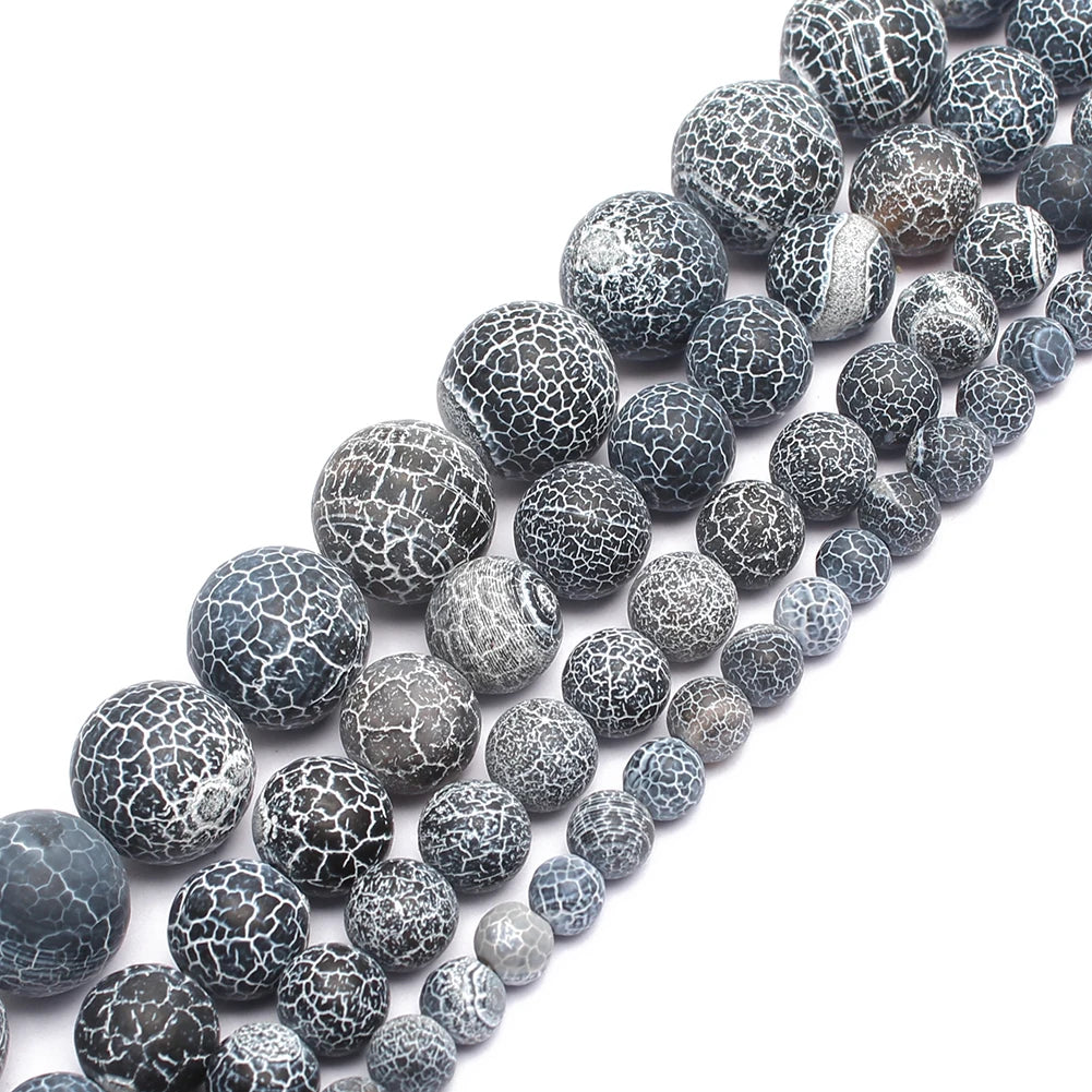 Cheap Wholesale Round Grey Weathered Agate Loose Stone Beads 4-12mm Sizes 15-inch Strands for Necklace Bracelet Earring Makin