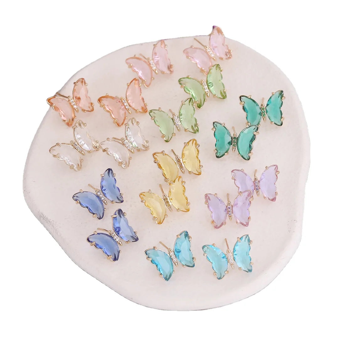 Wholesale Of Multi-Color Zircon Inlaid Diamonds Colorful Butterfly Earrings  Female Creative Fashion Charm Earrings Jewelry