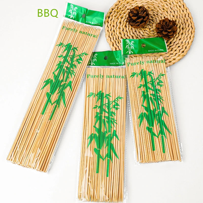 Wholesale Custom Packaging Biodegradable 20/30/35cm Bamboo Skewers BBQ Disposable Wood Bamboo Round Stick