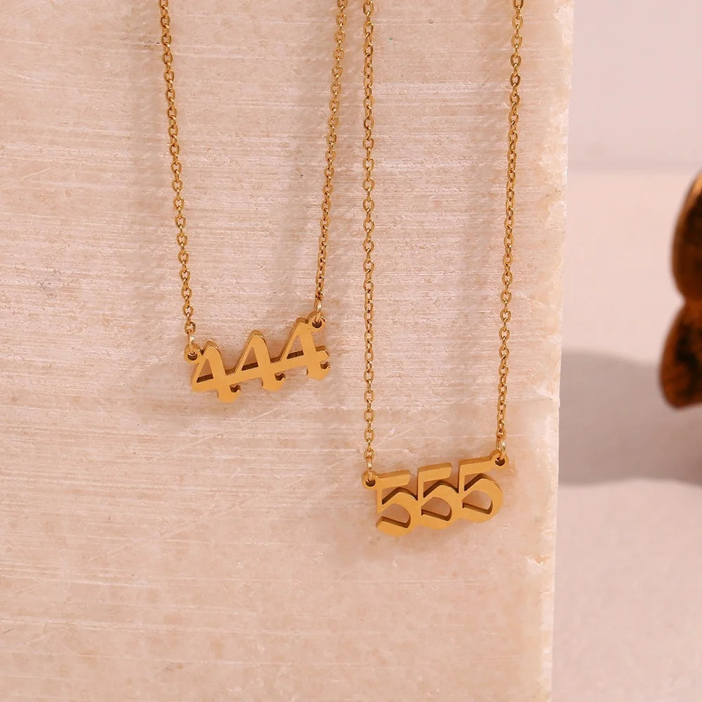 Fashion Jewelry Necklace 18k Gold Plated Angel Number Necklace Tarnish Free Stainless Steel Necklace