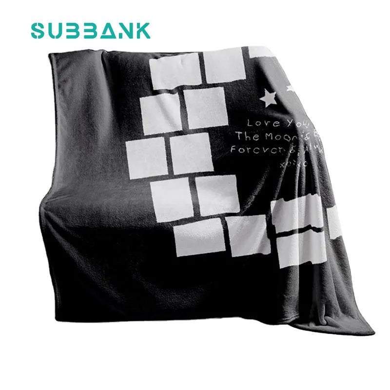 Subbank 2-Layer Crystal Velvet Heat Transfer Custom Photo Love Moon Design Eco-Friendly Home Decor Blanket
