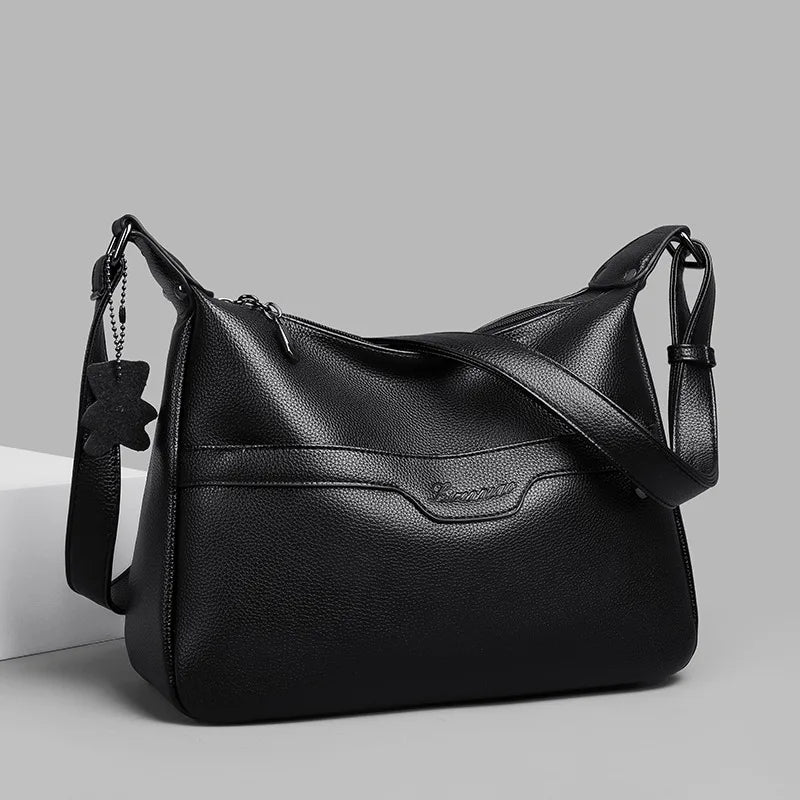 Women's Bag Soft PU Leather Single Shoulder Cross Bag Casual Temperament Small Square Large Capacity Mother Bag