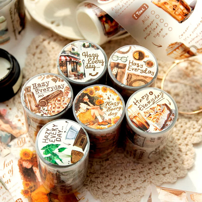 1Roll PET Tape Misty Everyday Series Matte Life Theme Handbook DIY Recycled Stickers