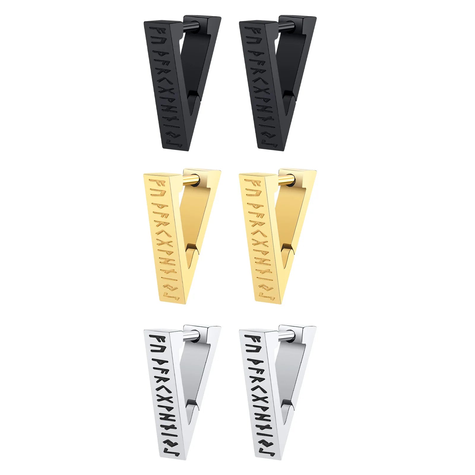 Sample Vintage Design Geometric Triangle Viking Stainless Steel Hoop Earrings for Men Fashion Jewelry EH-524