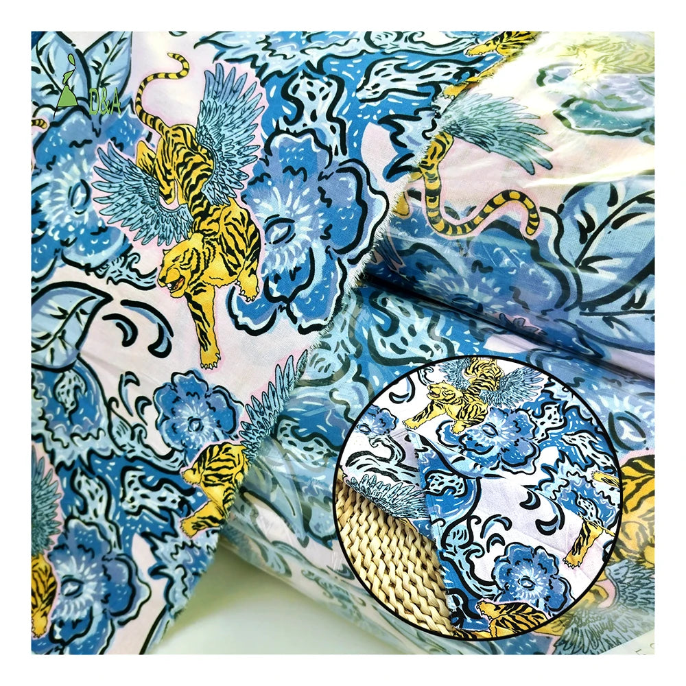 Well-Printed Tigers Textile Woven Fabric 55% Linen 45%Cotton Quick Delivery for Clothing Use-for Girls' Shirts Dresses Boys'