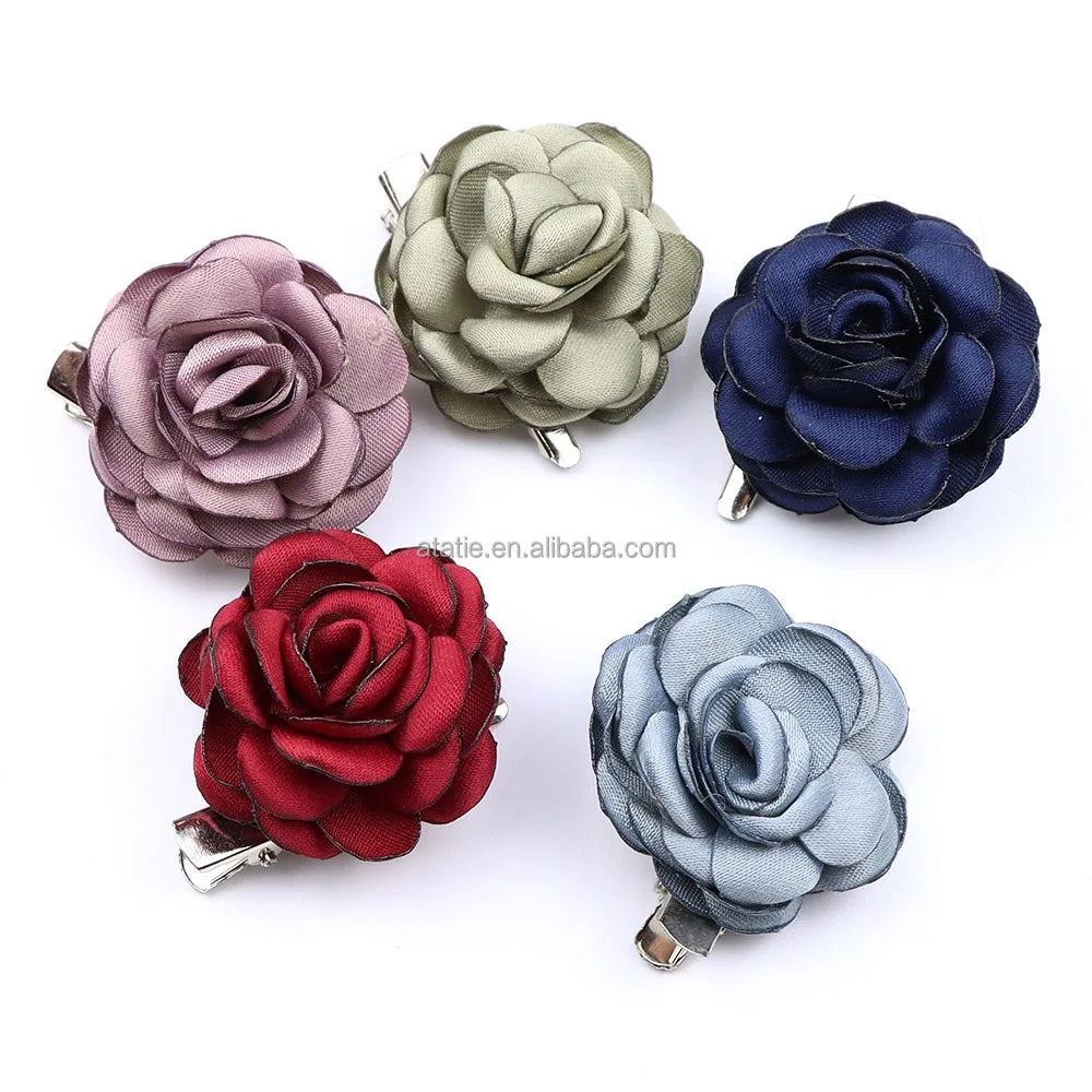 Romantic Wedding Brooch Handmade Cloth Art Fabric Flower Small Rose Bouquet Bride Groom Corsage Pin Women Men's Suit Accessor