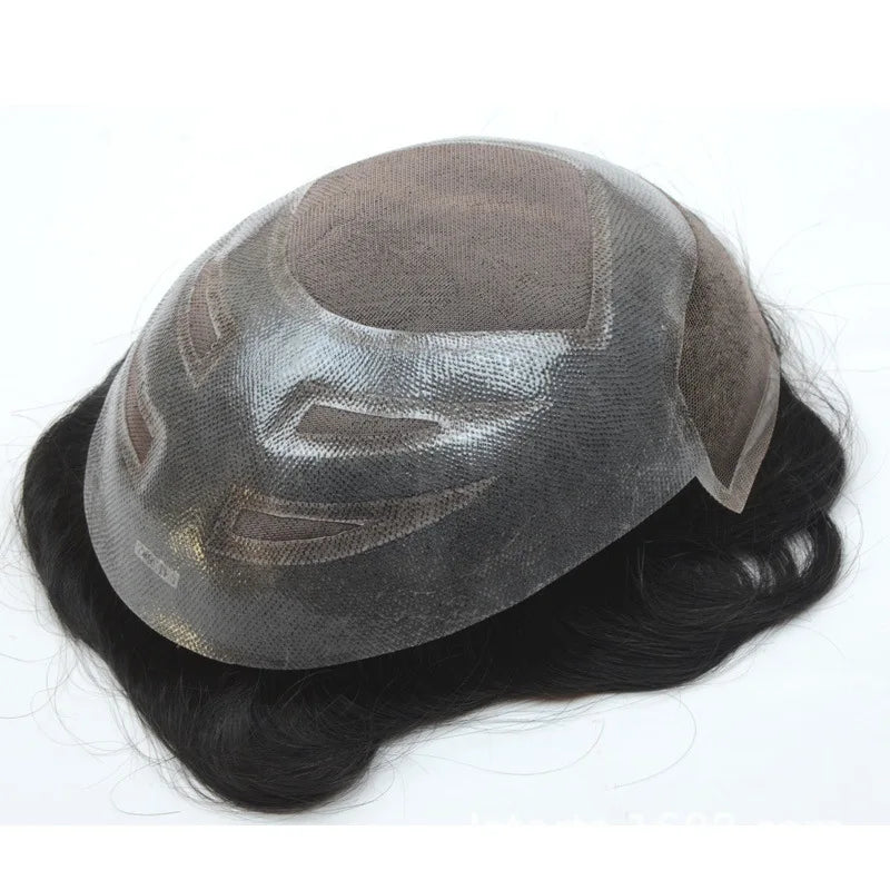 Wholesale High Quality Real Hair Wig for Men African American Replacements Toupee Swiss Lace PU Man United Logo-Available