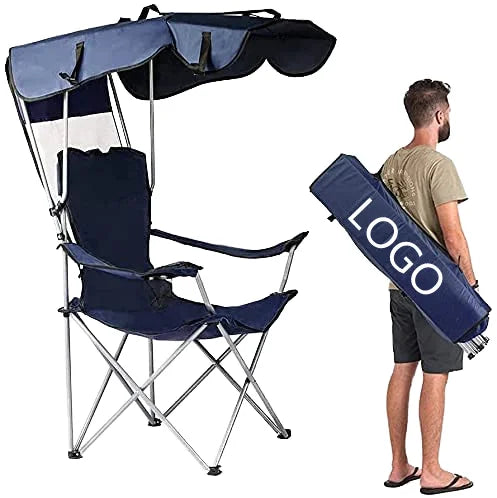 Beach Chair with the Side Pocket and Canopy  pop up Folding  Outdoor Chair