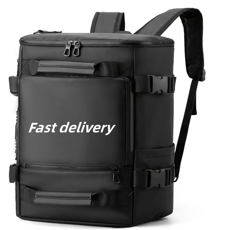 Large Capacity Portable Travel Laptop Backpack with Waterproof Anti-Theft PU Material Zipper Closure Business Men's Style
