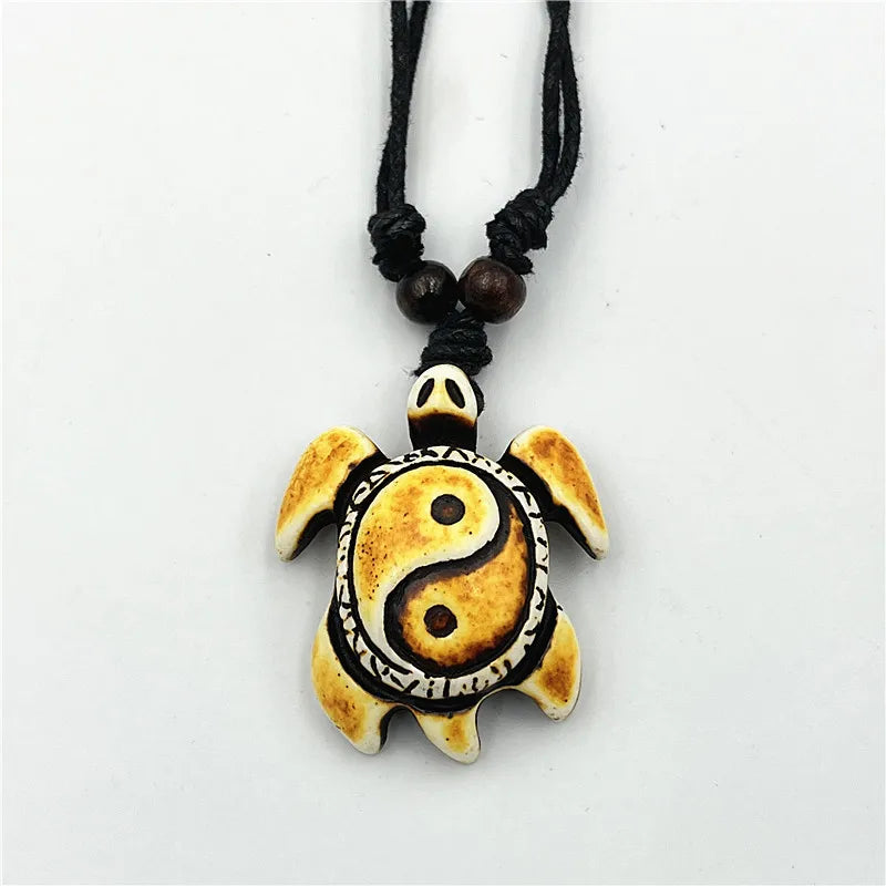 Wholesale Multi-type Handmade Carved Sea Turtle Pendant Necklace Men Skull Tai Chi Yin Yang Feng Shui Protection Amulet Neckl