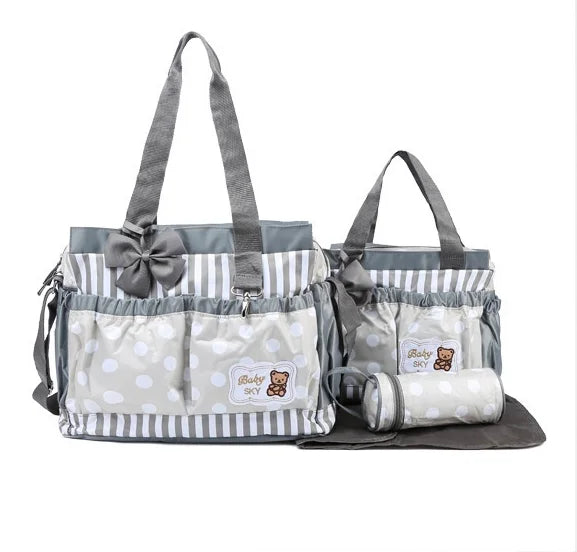 Fashion Printing Big Dots Waterproof for Four-Piece Large-Capacity Butterfly Festival Single Shoulder Mother Baby Bag