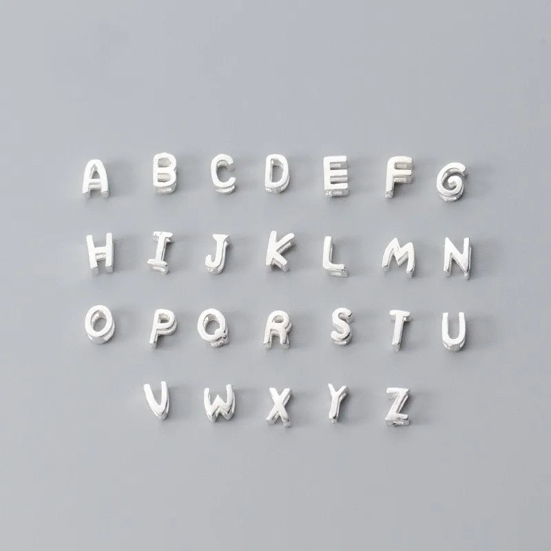S925 26 Hollow English Alphabet Necklace Braided Rope Letter Spacer Beads DIY Jewelry Accessories Wholesale for Jewelry Makin