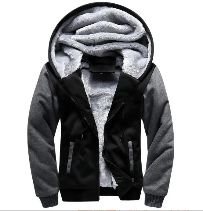 Wholesale Men's Winter Thick Fleece Hoodie Jacket Classic Oversize Warm Coat Outwear With Hooded