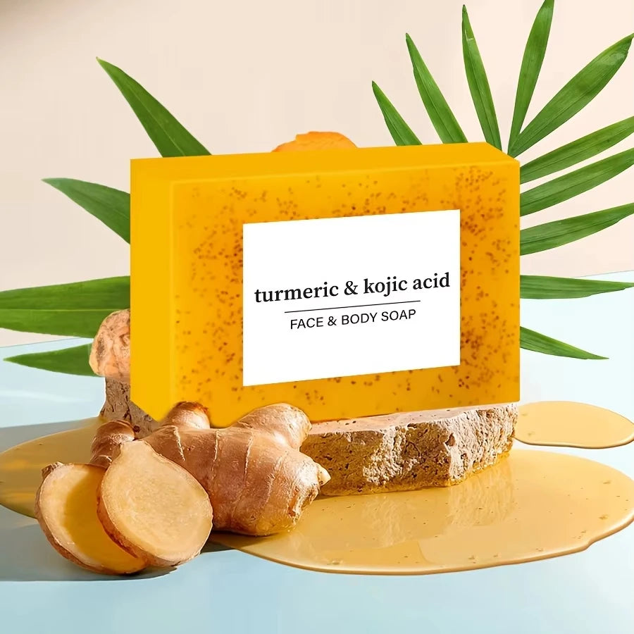 New Arrival Natural Vegan Turmeric Kojic Acid Lemon Soap Anti-Acne Soap Whitening Handmade Oatmeal Facial Bath  Soap