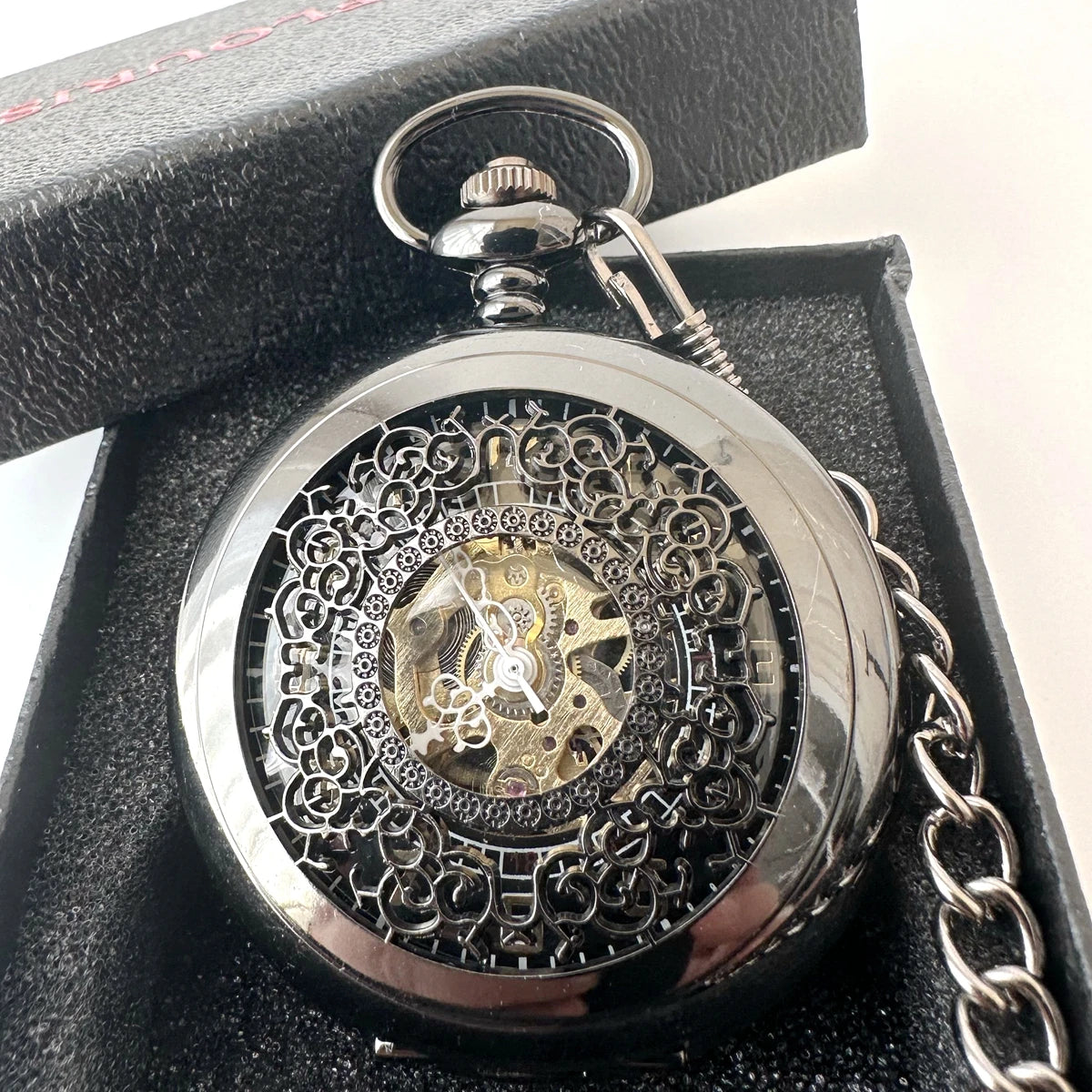Flower Black Roman Hollow Watch Manual Mechanical Pocket Watches