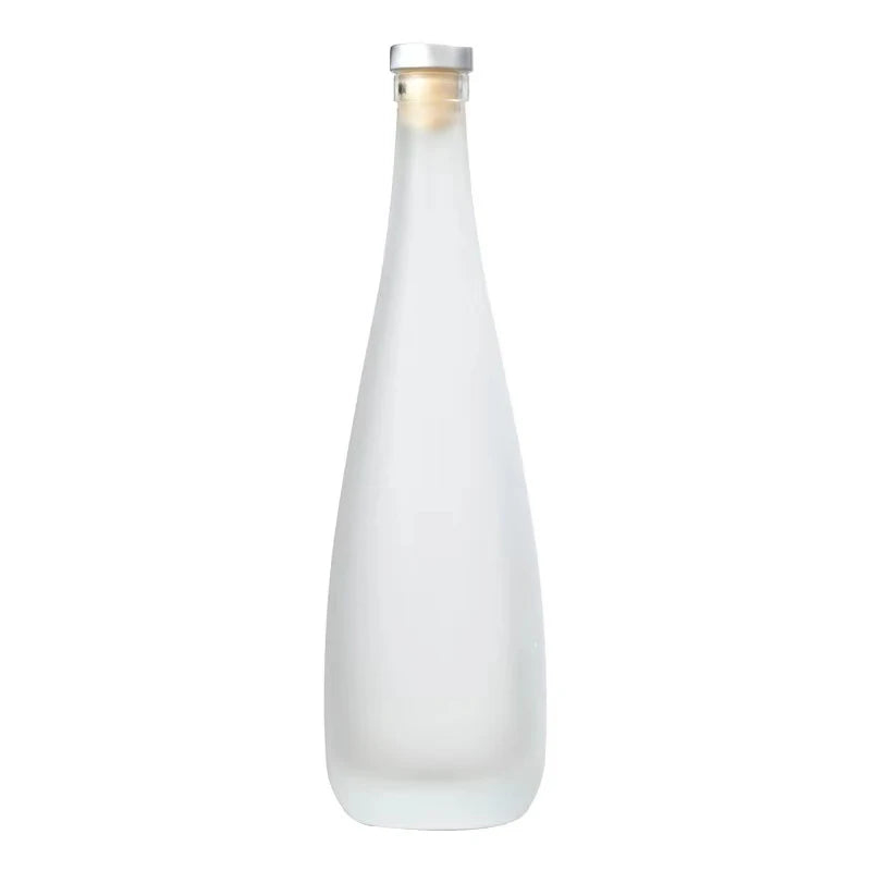 Cheap Custom Unique Shape Frosted and Clear Water Glass Bottle 330ml 500ml 750ml Packing Purified Water Soda Sparkling With C