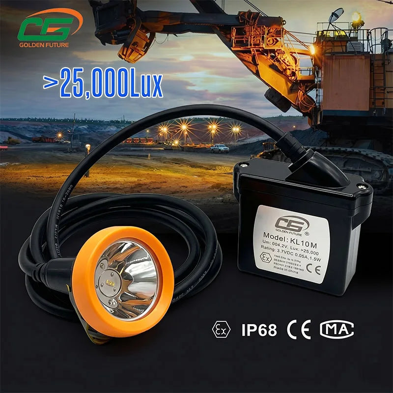 KL10M High Lumen 25000Lux LED Mining Light Cap Headlamp Rechargeable Lithium Ion IP68 Industrial Miner Lamp Competitive Price