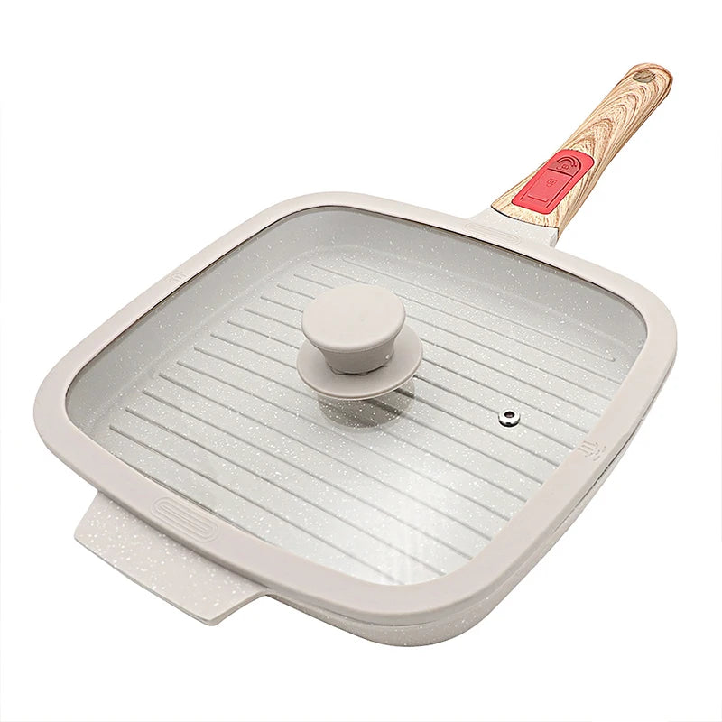 Customizable New Detachable Handle Steak Pan Griddle Nonstick Skillet Square Grill Pan for Dishwasher and Oven Safe