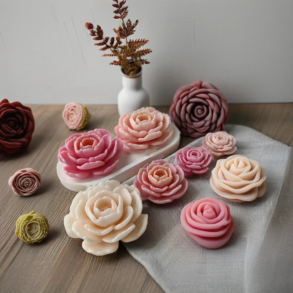 Camellia Aromatherapy Candle Silicone Mold Flower Mold Plaster Resin Ornament Crystal Drip Diy