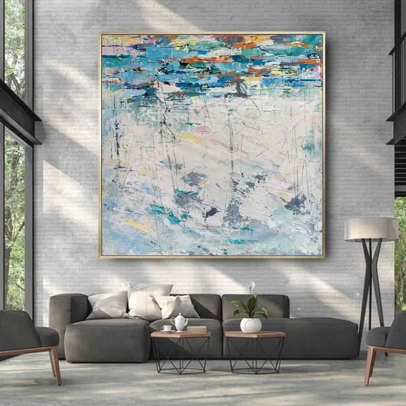 Original Modern Abstract Handmade Oil Painting on Canvas Wall Art for Living Room Home Fabric
