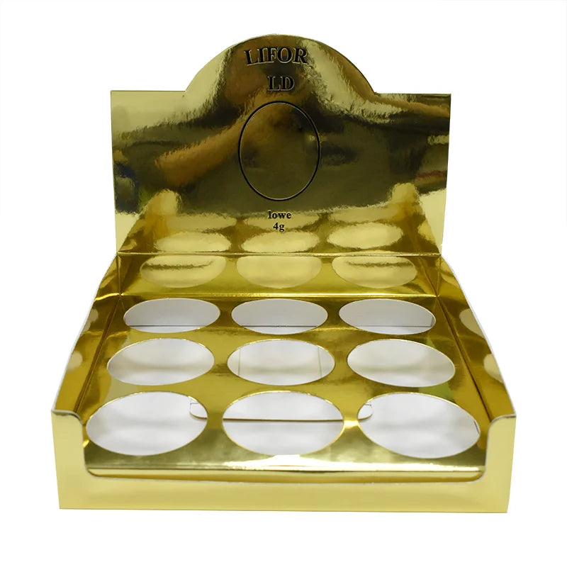 Coated Paper Gold Foil Tear Away Folders Counter Display Box Carton with Recycled Materials for Retail