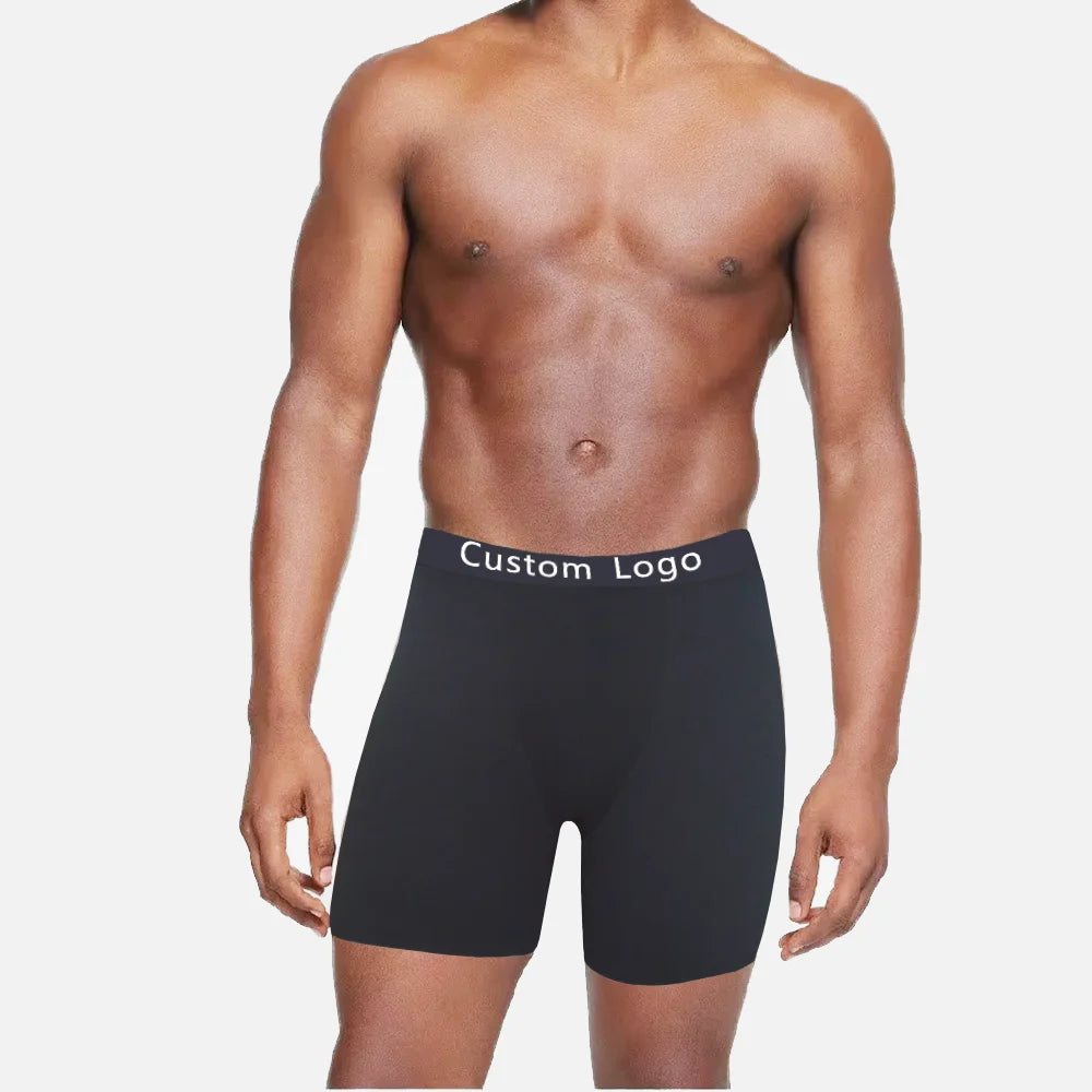 Sports Fit Boxer Short for Men Underwear Custom Logo Cotton Soft Elastic Classic Waistband Men's Briefs Plus Size Daily Wear